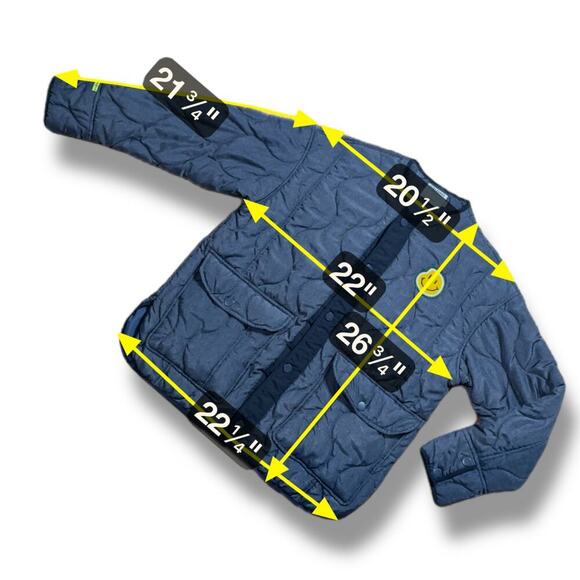 Guelenkke Puffer Bomber Jacket Mens Navy 3 Eyed Smiley Face Patch Streetwear M - Picture 7 of 7